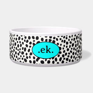 Dalmatische Hond Abstract Patroon Aqua Blue Monogr Voerbakje