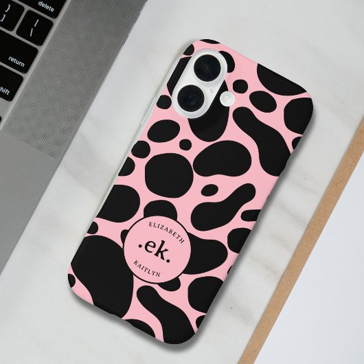 Dalmatische Hond Abstract Patroon Blush Roze Monog Case-Mate iPhone Case
