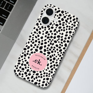 Dalmatische Hond Abstract Patroon Blush Roze Monog iPhone 16 Hoesje