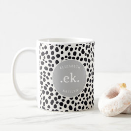 Dalmatische hond Abstract patroon grijs monogram Koffiemok