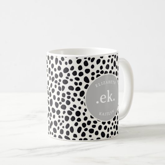 Dalmatische hond Abstract patroon grijs monogram Koffiemok (Voorkant rechts)
