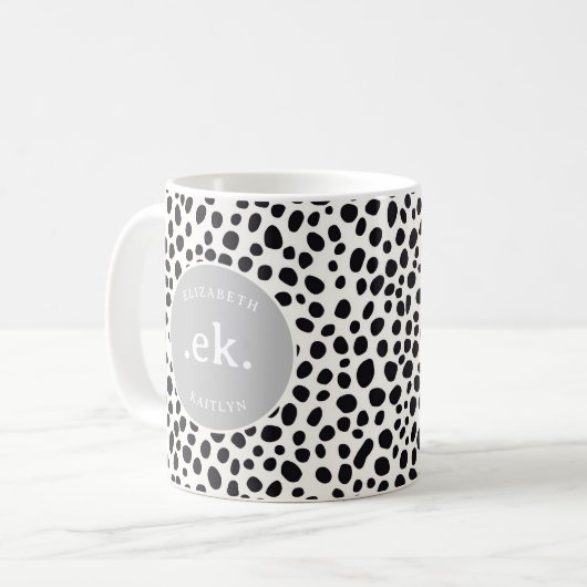 Dalmatische hond Abstract patroon grijs monogram Koffiemok (Voorkant links)