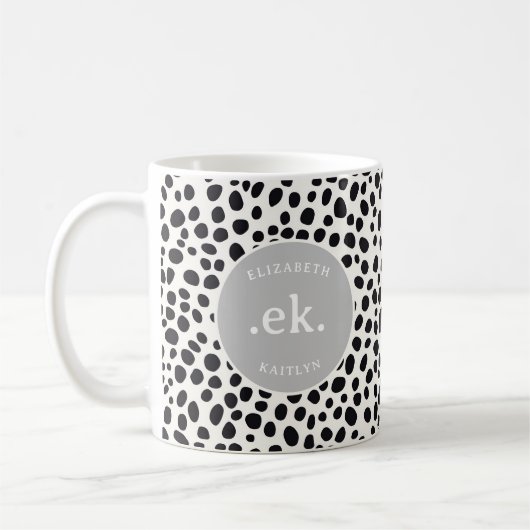 Dalmatische hond Abstract patroon grijs monogram Koffiemok (Links)