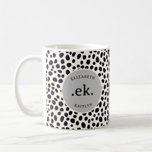 Dalmatische hond Abstract patroon grijs monogram Koffiemok (Links)