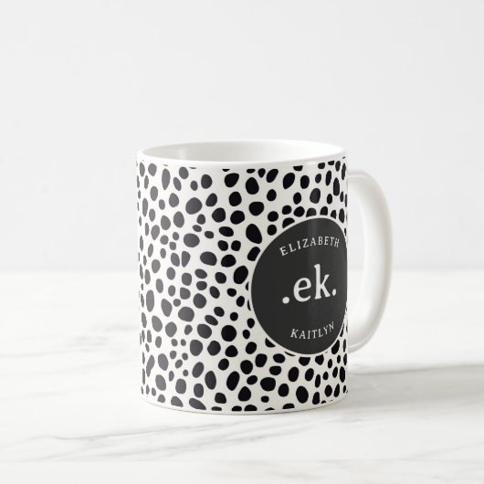 Dalmatische hond Abstract patroon grijs monogram Koffiemok (Voorkant rechts)