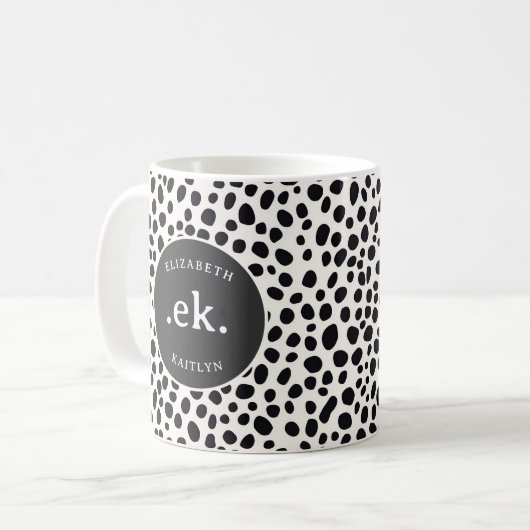 Dalmatische hond Abstract patroon grijs monogram Koffiemok (Voorkant links)