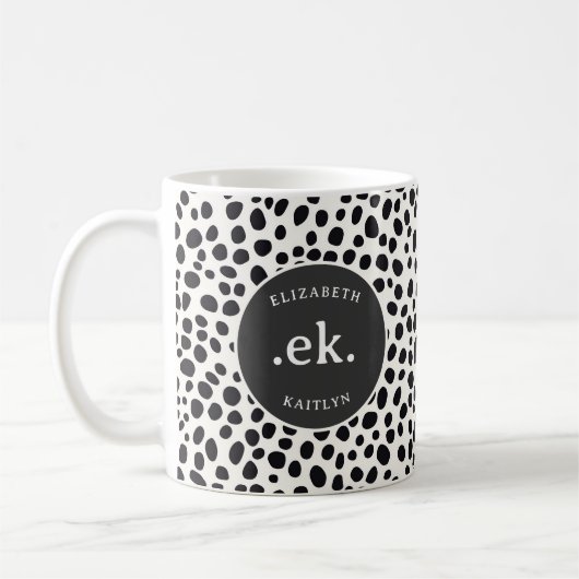 Dalmatische hond Abstract patroon grijs monogram Koffiemok (Links)
