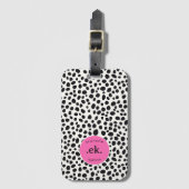 Dalmatische Hond Abstract Patroon Hot Pink Monogra Bagagelabel (Voorkant (verticaal))