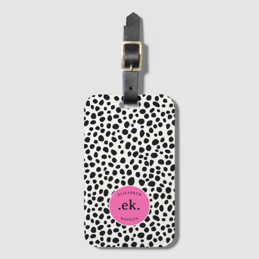 Dalmatische Hond Abstract Patroon Hot Pink Monogra Bagagelabel (Voorkant (verticaal))