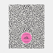 Dalmatische Hond Abstract Patroon Hot Pink Monogra Fleece Deken (Voorkant)