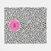 Dalmatische Hond Abstract Patroon Hot Pink Monogra Fleece Deken (Voorkant (Horizontaal))