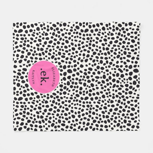 Dalmatische Hond Abstract Patroon Hot Pink Monogra Fleece Deken (Voorkant (Horizontaal))