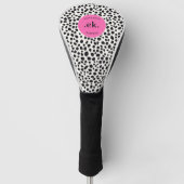 Dalmatische Hond Abstract Patroon Hot Pink Monogra Golfheadcover (Voorkant)