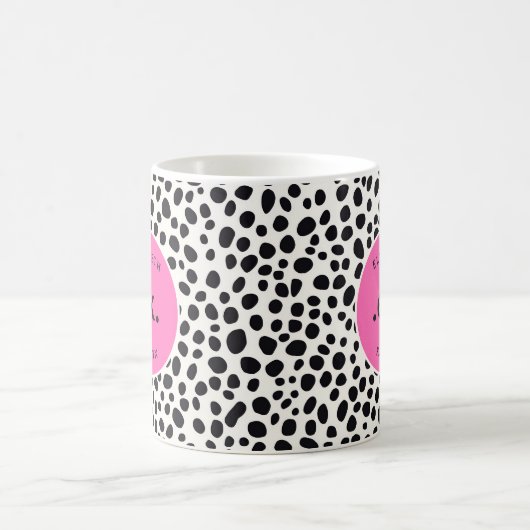 Dalmatische Hond Abstract Patroon Hot Pink Monogra Koffiemok (Center)
