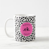Dalmatische Hond Abstract Patroon Hot Pink Monogra Koffiemok (Links)