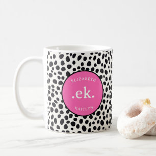 Dalmatische Hond Abstract Patroon Hot Pink Monogra Koffiemok