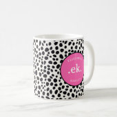 Dalmatische Hond Abstract Patroon Hot Pink Monogra Koffiemok (Voorkant rechts)