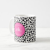 Dalmatische Hond Abstract Patroon Hot Pink Monogra Koffiemok (Voorkant links)