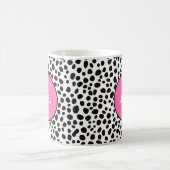 Dalmatische Hond Abstract Patroon Hot Pink Monogra Koffiemok (Center)