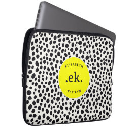 Dalmatische Hond Abstract Patroon Hot Pink Monogra Laptop Sleeve