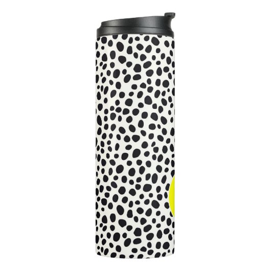 Dalmatische Hond Abstract Patroon Hot Pink Monogra Thermosbeker (Gedraaid links)