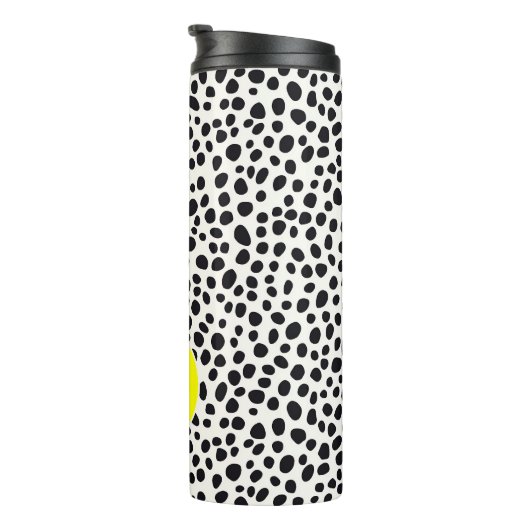 Dalmatische Hond Abstract Patroon Hot Pink Monogra Thermosbeker (Geroteerd rechts)
