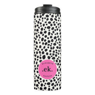 Dalmatische Hond Abstract Patroon Hot Pink Monogra Thermosbeker