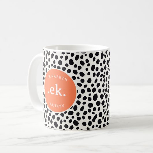 Dalmatische hond Abstract patroon koraal monogram Koffiemok (Voorkant links)