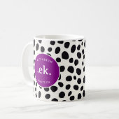 Dalmatische hond Abstract patroon Paarse monogram Koffiemok (Voorkant links)