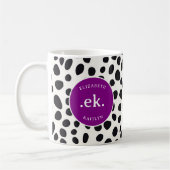 Dalmatische hond Abstract patroon Paarse monogram Koffiemok (Links)