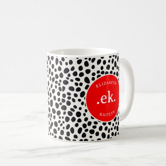 Dalmatische hond Abstract patroon roodMonogram Koffiemok (Voorkant rechts)
