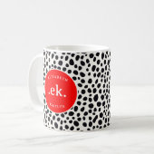 Dalmatische hond Abstract patroon roodMonogram Koffiemok (Voorkant links)