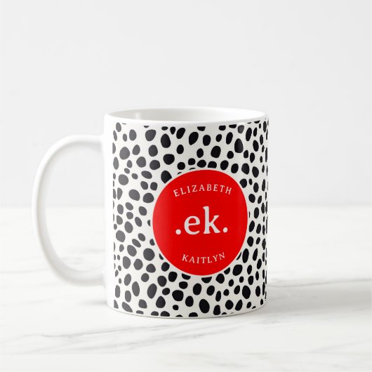 Dalmatische hond Abstract patroon roodMonogram Koffiemok (Links)