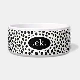 Dalmatische Hond Abstract Patroon Zwart Monogram Voerbakje