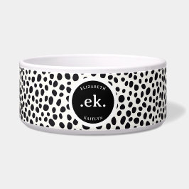 Dalmatische Hond Abstract Patroon Zwart Monogram Voerbakje