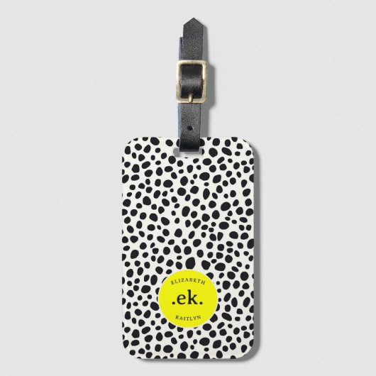 Dalmatische hond Abstract patroongeel monogram Bagagelabel (Voorkant (verticaal))
