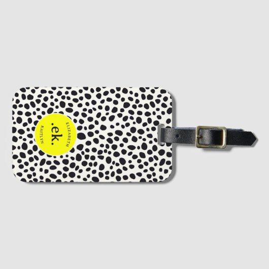 Dalmatische hond Abstract patroongeel monogram Bagagelabel (Voorkant (horizontaal))