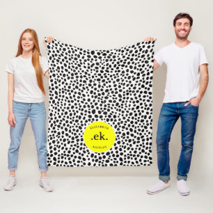 Dalmatische hond Abstract patroongeel monogram Fleece Deken