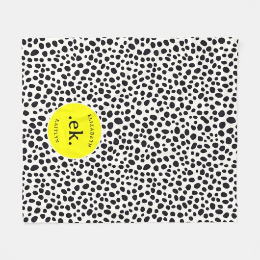Dalmatische hond Abstract patroongeel monogram Fleece Deken (Voorkant (Horizontaal))