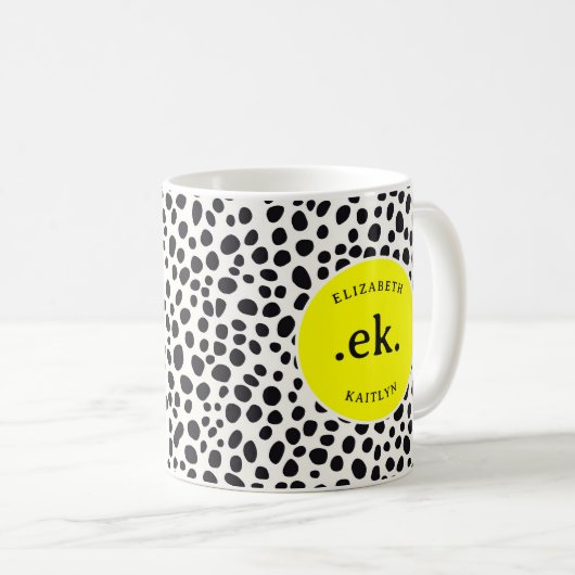 Dalmatische hond Abstract patroongeel monogram Koffiemok (Voorkant rechts)