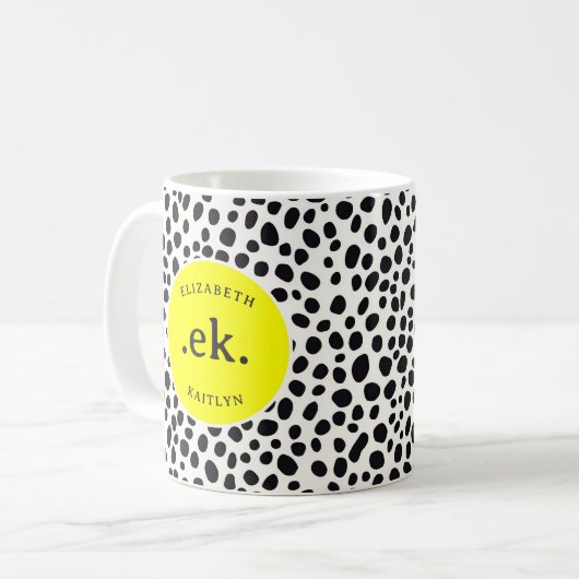 Dalmatische hond Abstract patroongeel monogram Koffiemok (Voorkant links)