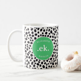 Dalmatische hond Abstract patroongroen monogram Koffiemok