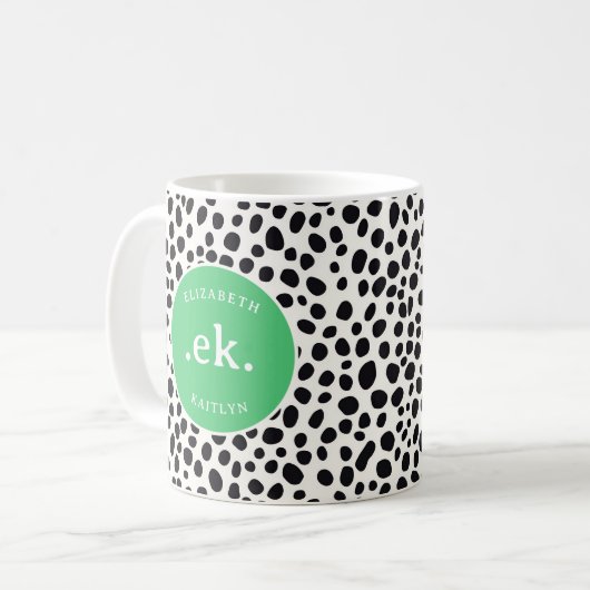 Dalmatische hond Abstract patroongroen monogram Koffiemok (Voorkant links)