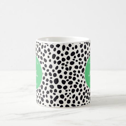 Dalmatische hond Abstract patroongroen monogram Koffiemok (Center)