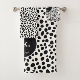 Dalmatische hond Abstract patroonmonogram Bad Handdoek