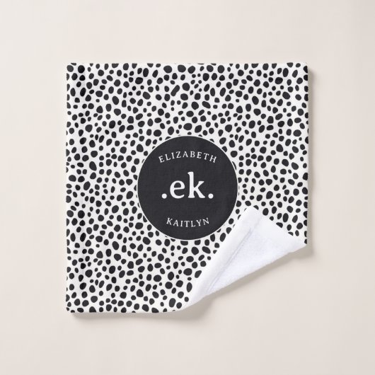 Dalmatische hond Abstract patroonmonogram Bad Handdoek (Wasdoekje)