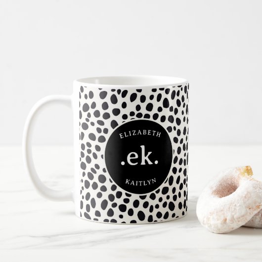 Dalmatische hond Abstract patroonmonogram Koffiemok (Met donut)