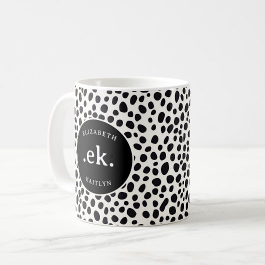 Dalmatische hond Abstract patroonmonogram Koffiemok (Voorkant links)