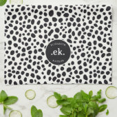 Dalmatische hond Abstract patroonmonogram Theedoek (Gevouwen)