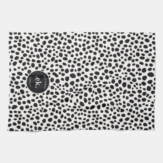 Dalmatische hond Abstract patroonmonogram Theedoek (Horizontaal)